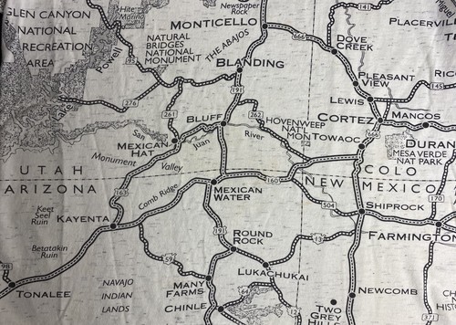 Vintage Four Corners UT AZ NM CO Shirt Road Map All Over Print Streetwear I10 - Picture 1 of 8