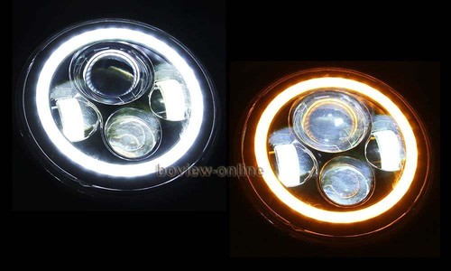 7" Round 40W CREE LED Black Projector Headlights For Jeep Wrangler JK/TJ/LJ/CJ - Picture 4 of 9