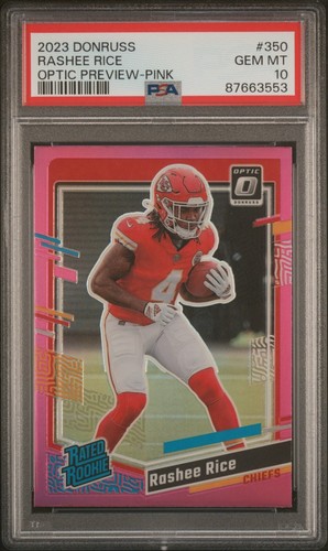 2023 Donruss Optic Preview Rashee Rice Pink Holo RC #350 PSA 10 Chiefs - Picture 1 of 2