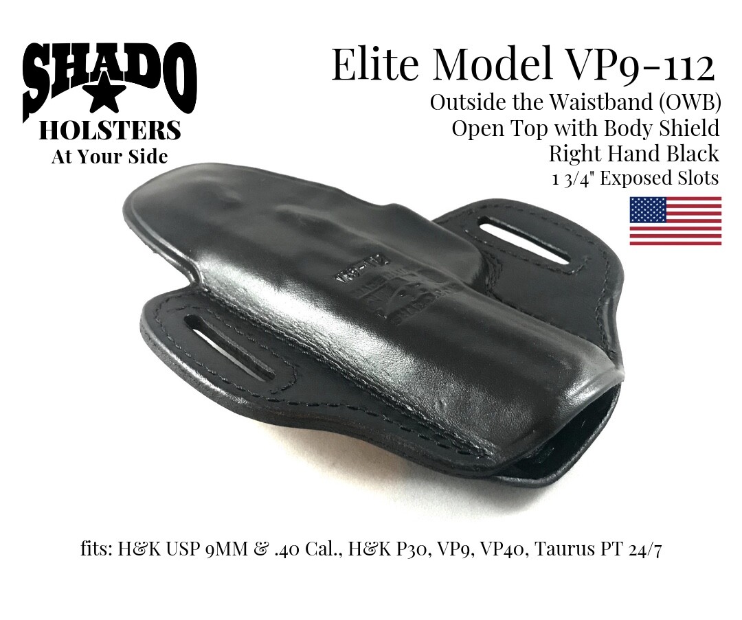 SHADO Leather Holster USA Elite Model VP9-112 Right Hand Black OWB H&K VP9 - Picture 7 of 9