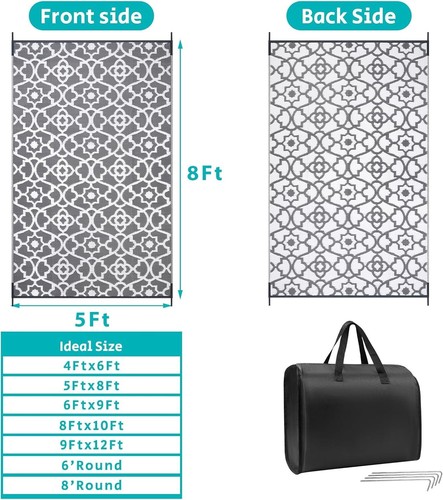 Vielseitiger 5'x8' geometrischer Outdoor-Teppich - wasserdicht & tragbar für jedes Abenteuer - Bild 4 von 10
