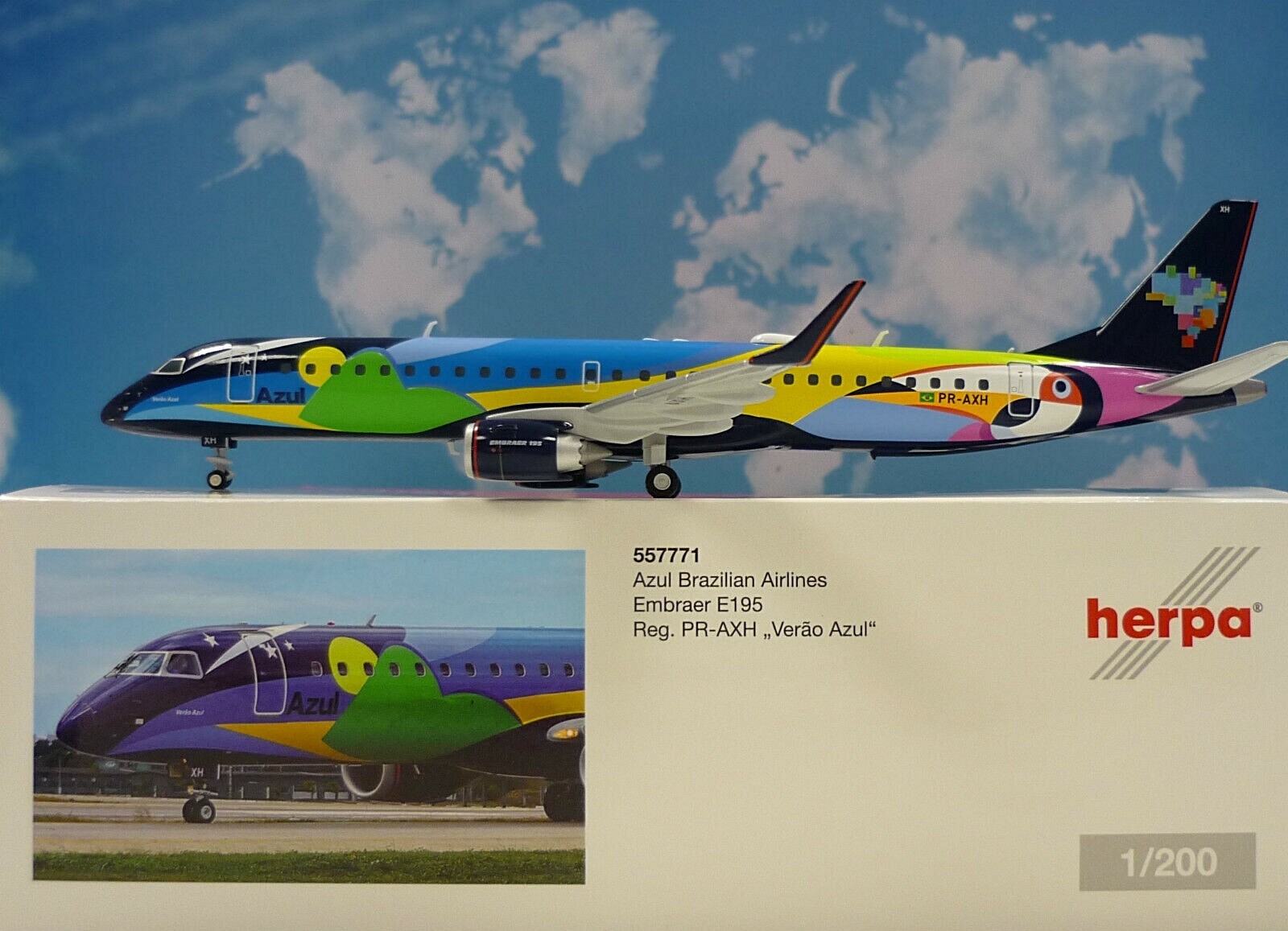 Herpa Wings 1:200 embraer e195 azul brazilian airlines PR-axh 557771