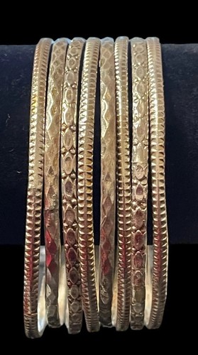 Set of 8 Taxco Mexico Sterling Silver Vintage Bangle Bracelets Hammered 90.83g