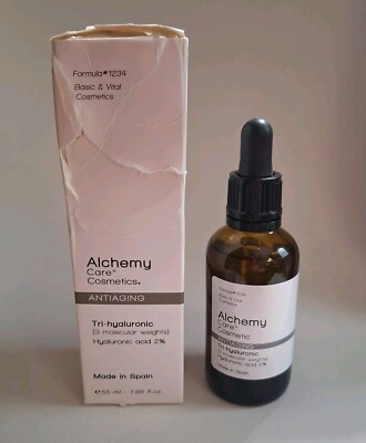 Alchemy Care Cosmetics Antiaging Tri-Hyaluronic Acid Serum 1.85 Fl. Oz. New