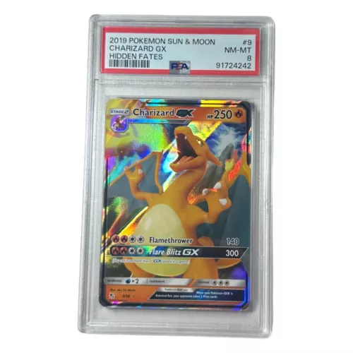 2019 Pokemon Sun & Moon Hidden Fates Charizard GX #9 PSA 8
