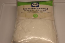 New Sealy Crib Mattress Pad Cozy Dreams Waterproof Fitted White 52x28
