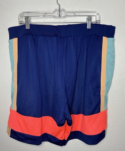 Puma Court Mesh Navy Coral Colorblock Athletic Shorts Size 2XL - Picture 4 of 9