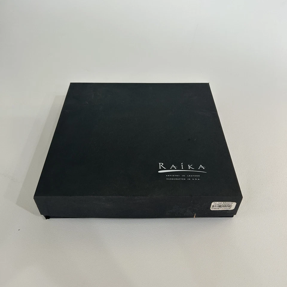 NUEVO Álbum de Fotos Raika Cuero Marrón 4x6 Grano Superior Cuero de Vaca Hecho a Mano EE. UU. 9"x9" Foto 2 de 4