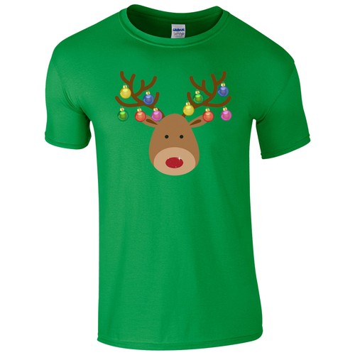 Camiseta Christmas Baubles Rudolph Reneer Face - Decoraciones de Navidad Niños Hombres Top - Imagen 3 de 10