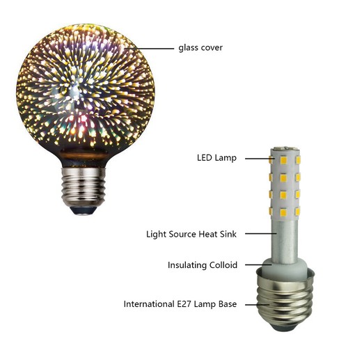 4.5W Vintage Edison Bulb 3D Colorful Firework Light Bulb Star Shine Decoration - Picture 17 of 30