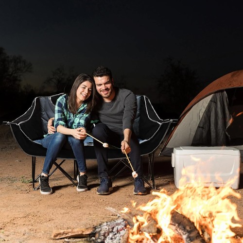 Silla de camping doble silla plegable resistente sofá silla de campamento 2 personas 990 lb - Imagen 21 de 21