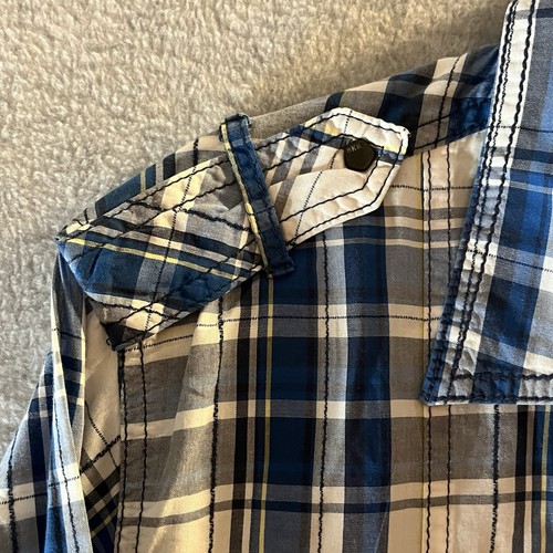 BKE Buckle Shirt Mens Medium BLUE Athletic Fit Long Sleeve Western Epaulettes - Picture 5 of 8