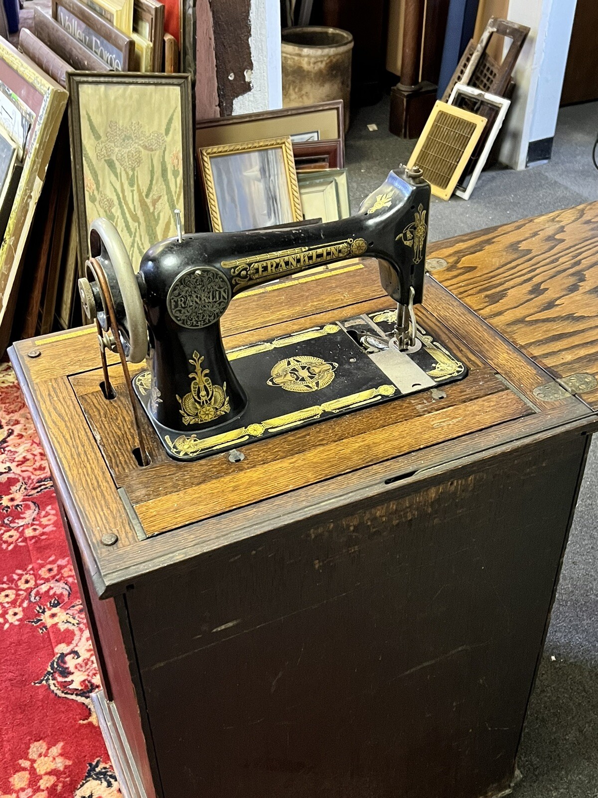 Antique Franklin treadle Sewing Machine 1920s in Ornate Oak eBay