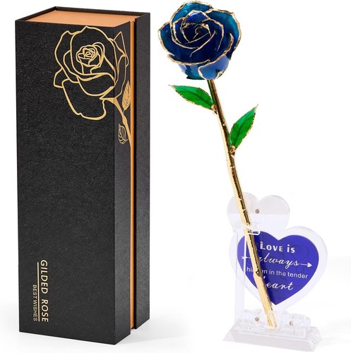 Echte 24K Gold getauchte realistische Rose - zeitlose lebensechte Blüte mit Herz Puzzle