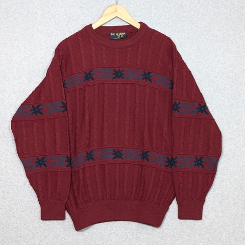 Suéter Vintage Kellerman Para Hombre Mediano 50% Lana Pullover Hecho en Irlanda Años 90 Rojo - Imagen 9 de 10