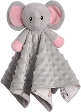 Baby Security Blanket for Newborn Soft Minky Plush Fabric Pink Elephant 14Inch