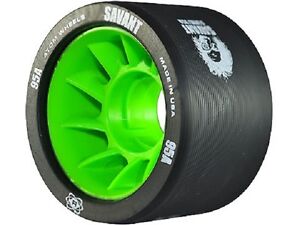 Atom-Wheels-set-of-4-Savant-derby-wheels-59-x-38mm-95a-black-green