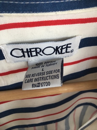 Vintage 90s Cherokee Stripe Button Shirt Mens L - Picture 6 of 7