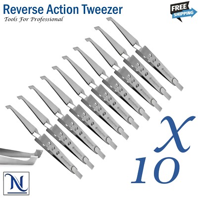 10PcsDental Direct Bracket Holder Orthodontic Self Close Reverse Action Tweezer