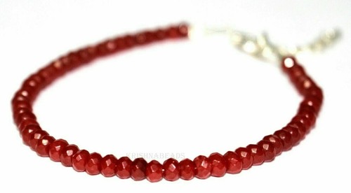 Ruby Chalcedony Rondelle Faceted 4-4.5mm Gemstone Fashion 1 Bracelet 7"Inch - Picture 5 of 8