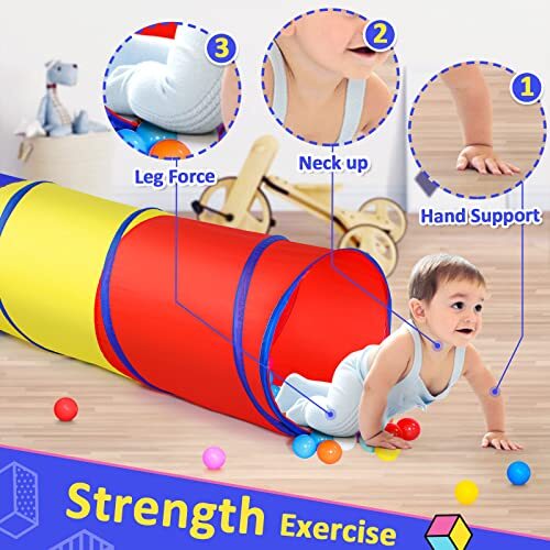 Pop Up Play Tunnel Tent for Toddlers Babies or Dogs, Red,yellow,blue play tent - Picture 4 of 7