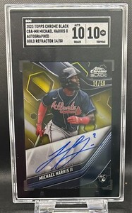 2023 Topps Chrome Black Michael Harris II RC Gold Refractor Auto #14/50 SGC 10