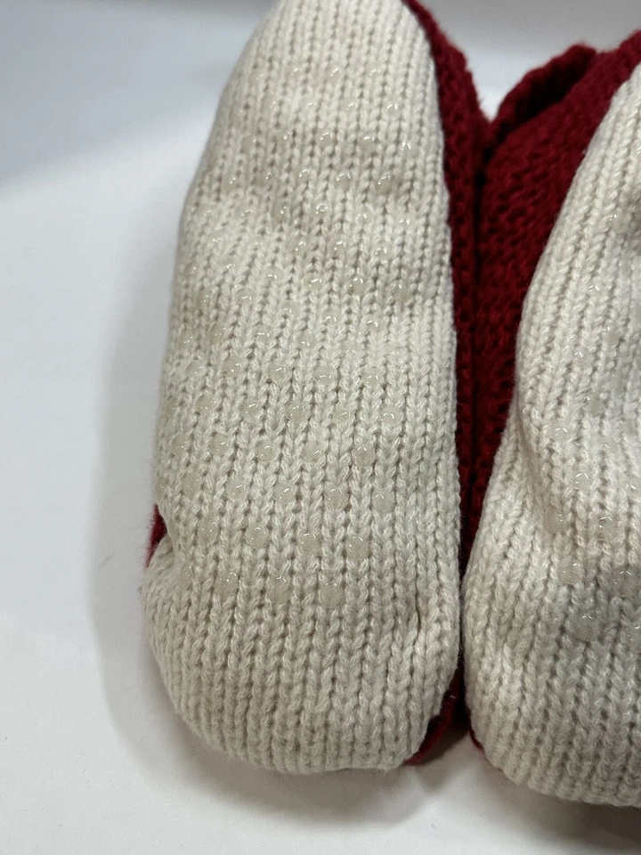 Botines forrados de piel de oveja sintética de punto jaspeado para mujer con pinzas estrellas por encima del rojo O/S Foto 4 de 4