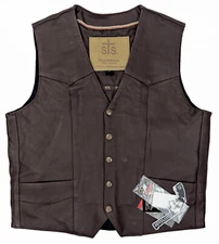 sTs Ranchwear Leather Chisum Cowboy Western Lined Concealed Vest Men's Medium