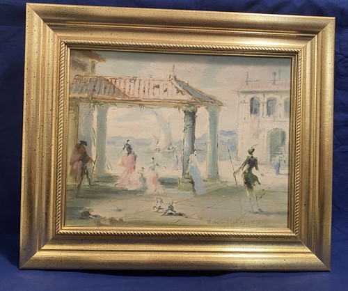 Venetian Seaside Painting Prints By Artist Roderic Montagu, Pair From ‘59 Framed - Picture 4 of 11