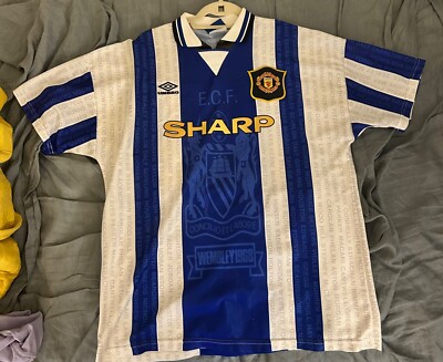 マンチェスター ユナイテッド 95/96アウェイ サイズＭベッカム24番　美品 UK製94-96マンチェスターユナイテッド24番ベッカムユニフォーム