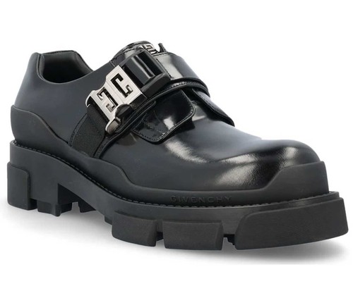 Givenchy 4G Clip Signature Buckle Derby Shoes Black Leather Loafers Sz 42 - Picture 2 of 17