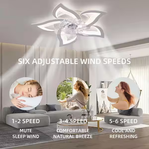 BANSA ROSE 27.2 in. Integrated LED Indoor White Flower-Shaped Lighting Fan (OB) - Picture 5 of 8