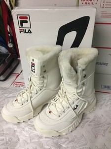 womens fila disruptor shearling athletic shoe