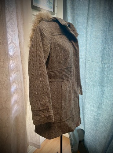 ESPRIT Womens Grey Stylish Hooded Faux Fur Winter Coat Size Small - Picture 2 of 9