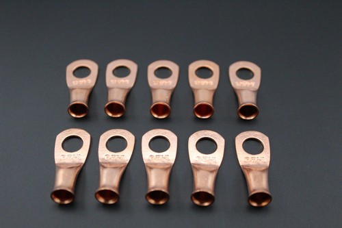 6 GAUGE COPPER 5/16 RING 2 PK CRIMP TERMINAL CONNECTOR AWG BATTERY LUG CUR6516 - Picture 3 of 8