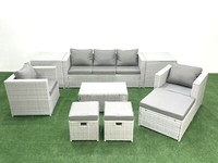 Fimous Outdoor Rattan Sofa Garden Furniture Set with Chairs Square Coffee Table