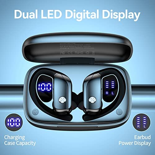 Wireless Earbuds Bluetooth Headphones 48hrs Play Back Sport Earphones Black - Zdjęcie 3 z 7
