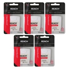 5 X Reach Dental Floss   Cleanburst Cinnamon Waxed for Effective Plaque Removal