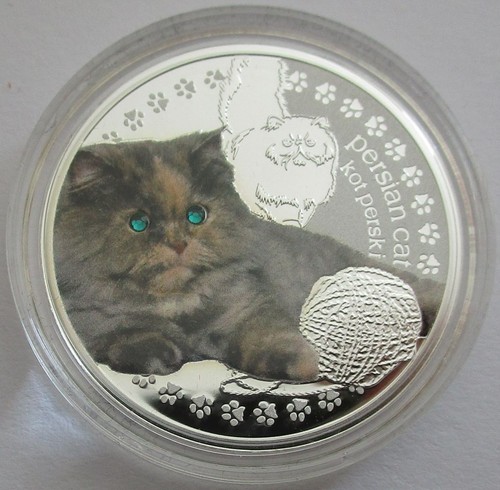 Niue 1 dólar 2014 gatos gato persa plata - Imagen 2 de 3