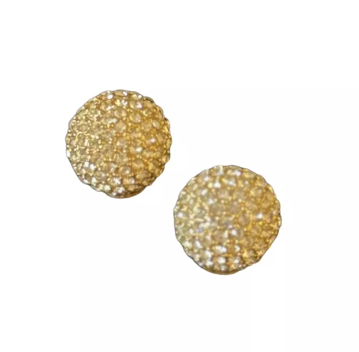 Boucles d'oreilles dôme vintage pavé doré cristal cristal Christian Dior