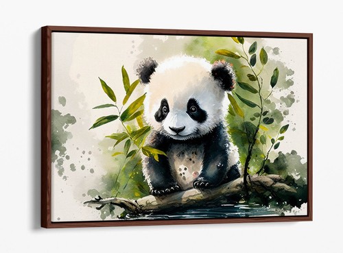WATERCOLOR STYLE BABY PANDA HOME DECOR FLOAT EFFECT CANVAS WALL ART PRINT - 第 2/12 張圖片