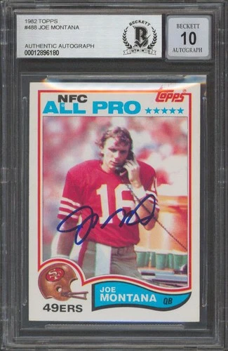 49ers Joe Montana Signed 1982 Topps #488 Card Auto Graded 10! BAS Slabbed