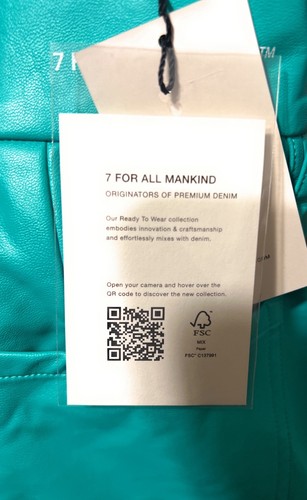 7 For All Mankind Womens Short Size 28 Teal Faux Leather 6 MSRP $168 New - Picture 15 of 15