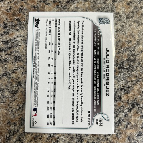 Julio Rodriguez 2022 Topps Holiday #Rookie Card RC Seattle Mariners - Picture 2 of 2