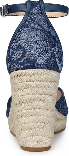 Allegra K Women's Closed Toe Espadrille Platform Heels Lace 7, Navy Blue - Bild 3 von 6