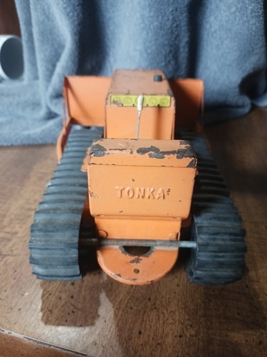 VINTAGE TONKA NR. 100 BULLDOZER ORANGE 60ER JAHRE PRESSSTAHL - Bild 6 von 8