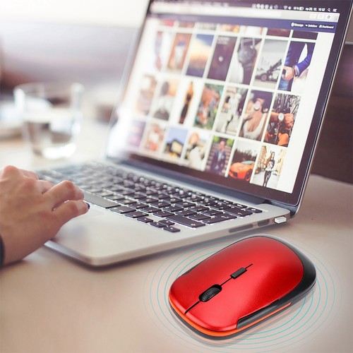 (Red) Mouse Ultra-Thin 2.4G 1200DPI USB Mouse Ergonomic Optical - Picture 5 of 12