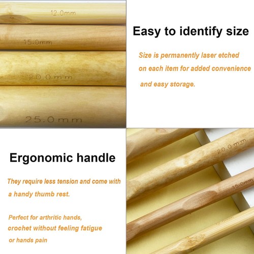 Huge Crochet Hook Set Size 12mm(O)/15mm(P/Q)/20mm(S)/25mm(U) - Picture 6 of 7