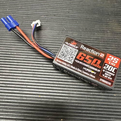 Dynamite DYNB65021H2 REACTION 2 7.4V 650MAH 2S 20C LIPO, HARDCASE, EC2