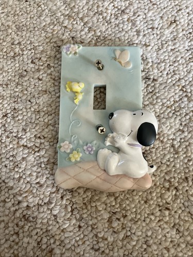 Little Snoopy Light Switch Cover Woodstock Hallmark Baby Nursery Used